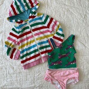 Mini Boden swim cover up with Multicolor Striped Bikini Set